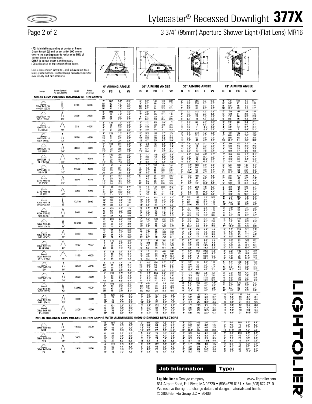 Lightolier 377X specifications Lytecaster Recessed Downlight  